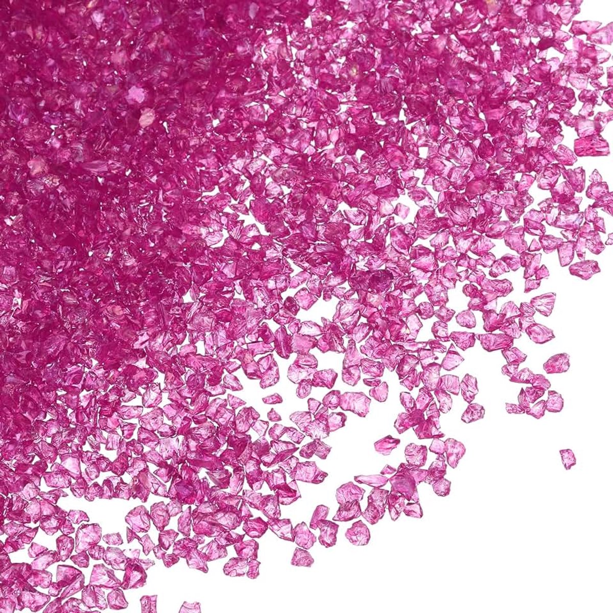 Verpletterde glasglitters, 2-3 mm, kleurrijke onregelmatige glaschips, grof glas, glitters, stenen voor nagelkunst, doe-het-zelf sieraden, rozerood