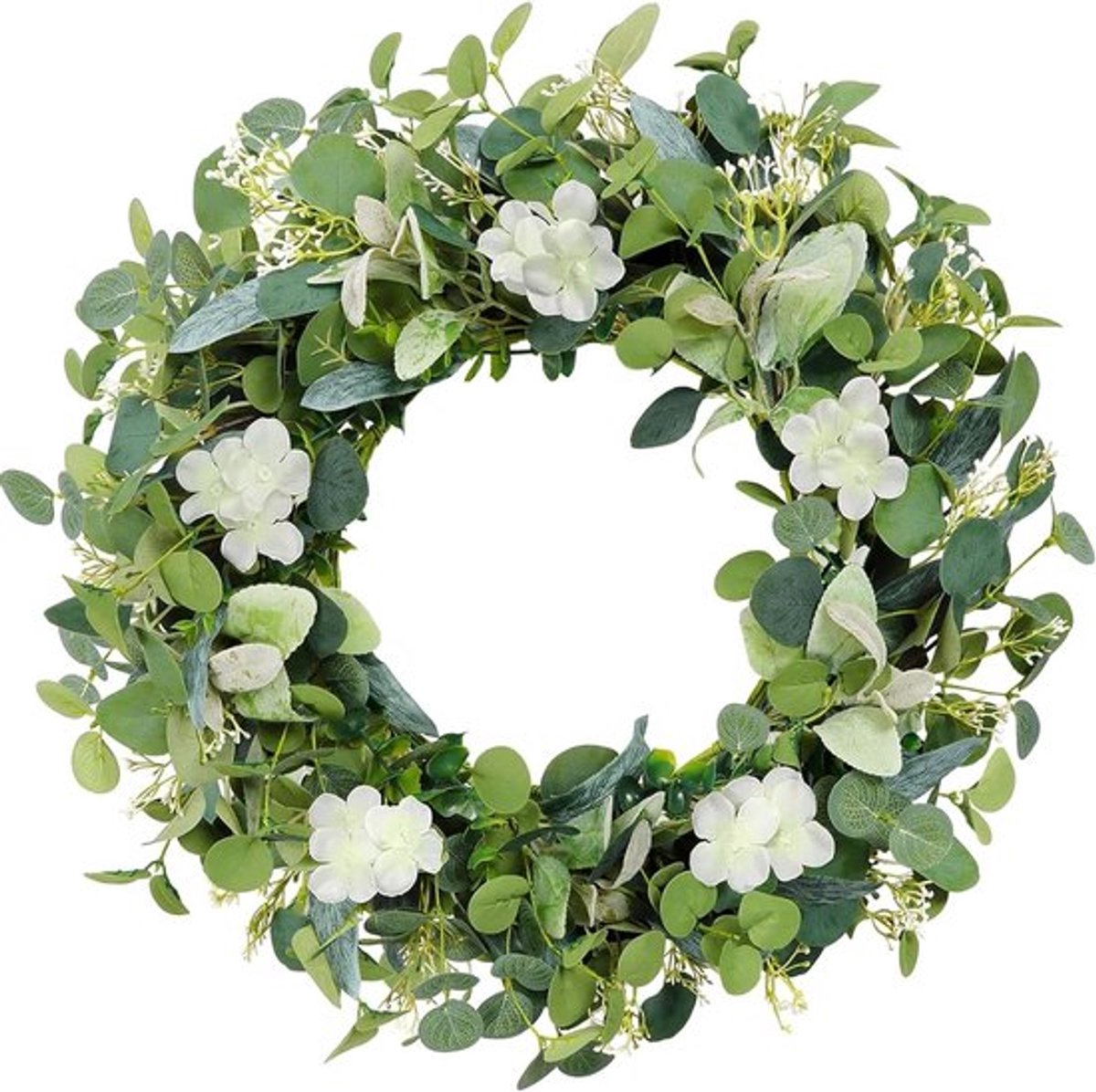 50 cm Eucalyptus Krans voor Deur en Raam, Kunstmatige Bloem Krans voor Lente, Zomer en Jaarlijkse Decoratie, Perfect voor Pasen en Feestdagen