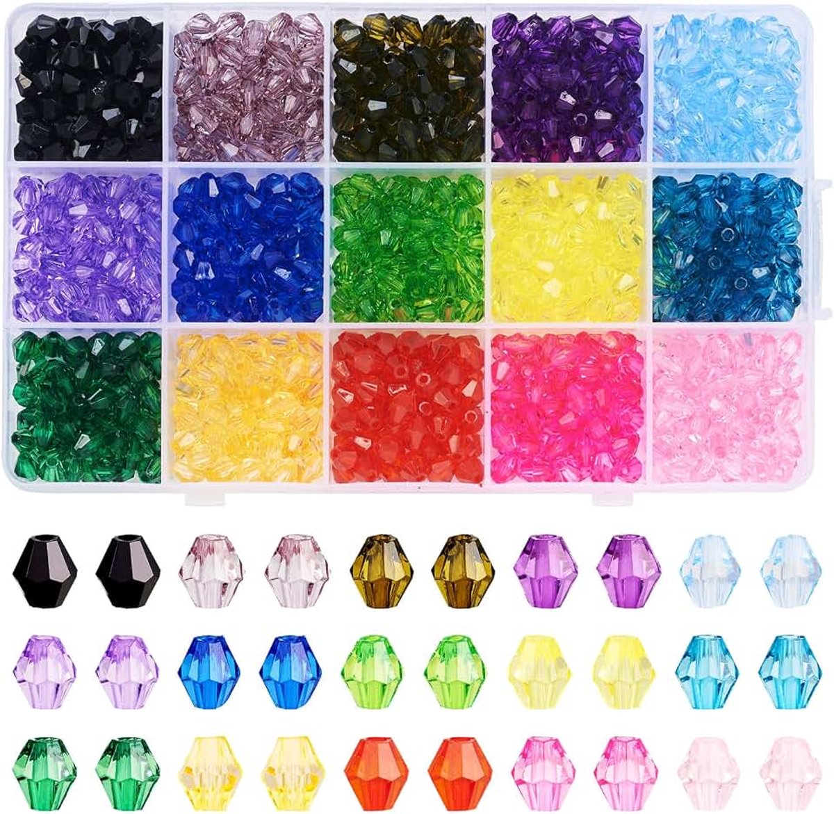 900 stuks facetgeslepen bicone kristallen kralen 6 mm transparante acryl ambachtelijke kralen kleine spacer bedelkralen voor doe-het-zelf vriendschap armband sieraden maken