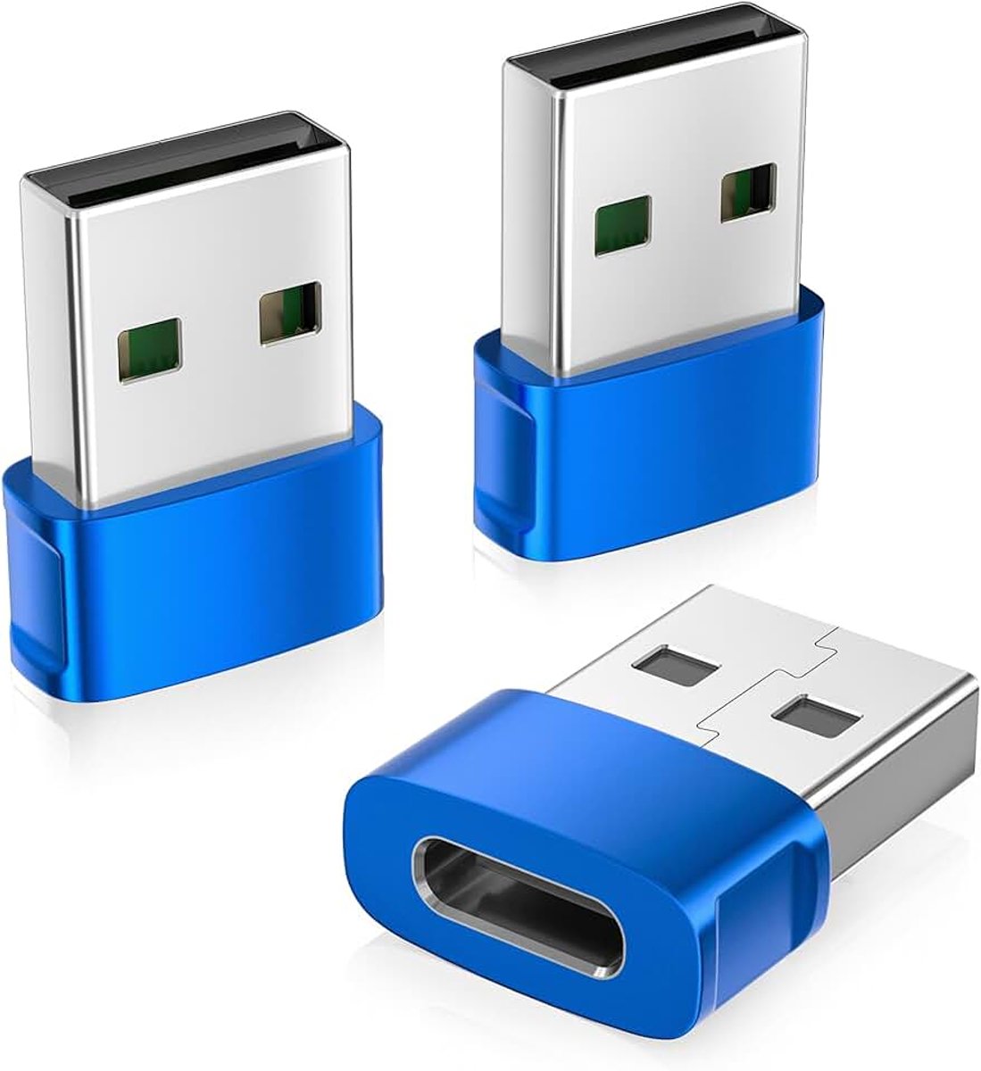USB naar USB C Adapter 3Pack,USBC Vrouwelijk naar USBA Mannelijk | Type C Auto Kabel Blok Converter voor iPhone 17 17e 16 16e 15 Pro Max,Airpod 4,iPad Air Mini 7,iWatch 11,Galaxy S26