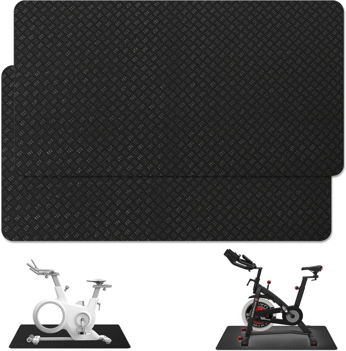 Vloerbeschermingsmat Fitness - Onderlegmat Apparaten - Apparaten Stabiliseren - Dubbelzijdig Antislip - 30 x 63.5 cm - Zwart