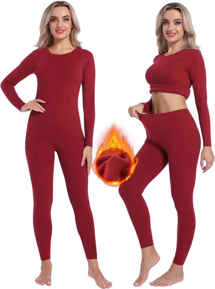 Thermo-ondergoed voor dames, set met een boven- en onderstuk, winterondergoed, ski-ondergoed, warme thermische ondergoedset