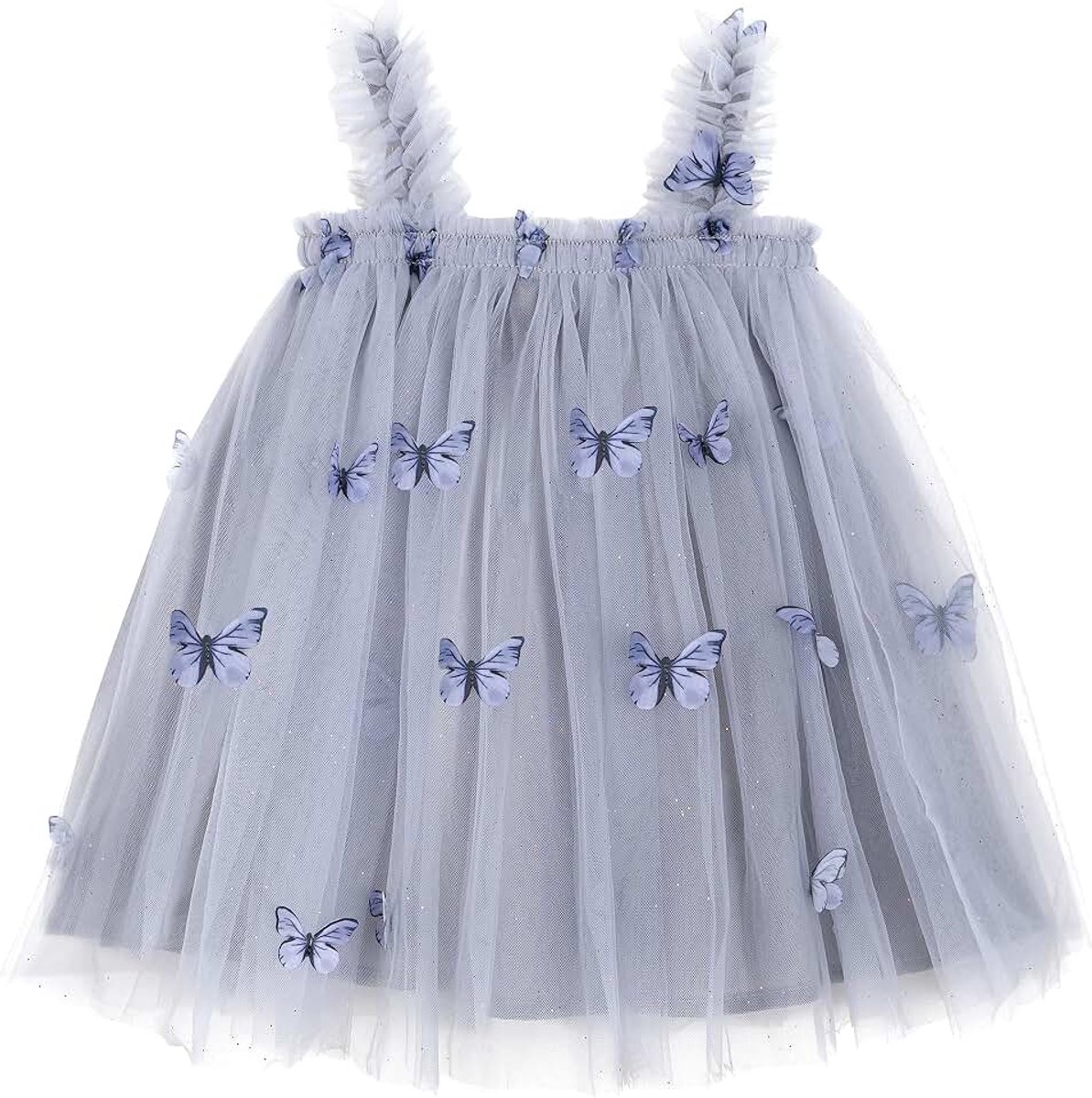 Meisjesjurk, tule, mouwloos, vlinderjurk, prinsessenjurk, verjaardagsfeest