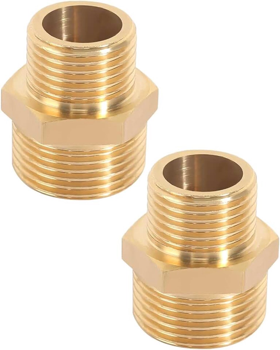 2-Delig Verloopstuk 3/4 Naar 1/2 Adapter - Slangaansluiting 1/2 Inch Naar 3/4 Inch - Waterslang Verloopstuk