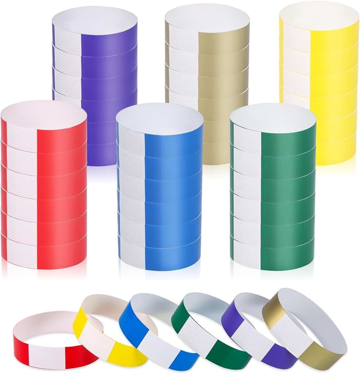 600 stuks neonwaterdichte armbanden voor evenementen, feesten, disco's, waterparken, concerten (6 kleuren), papier | Papieren armbanden voor festivals, discotheken en waterparken, toegangsbanden voor toegangscontrole bij evenementen