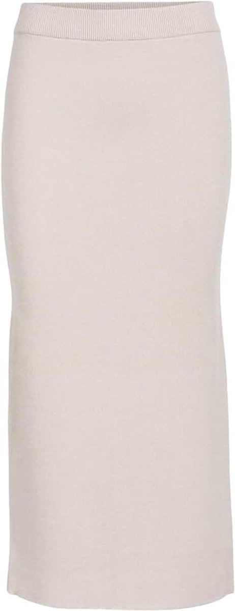 Gebreide maxi-rok voor dames, Zilvergrijs, L
