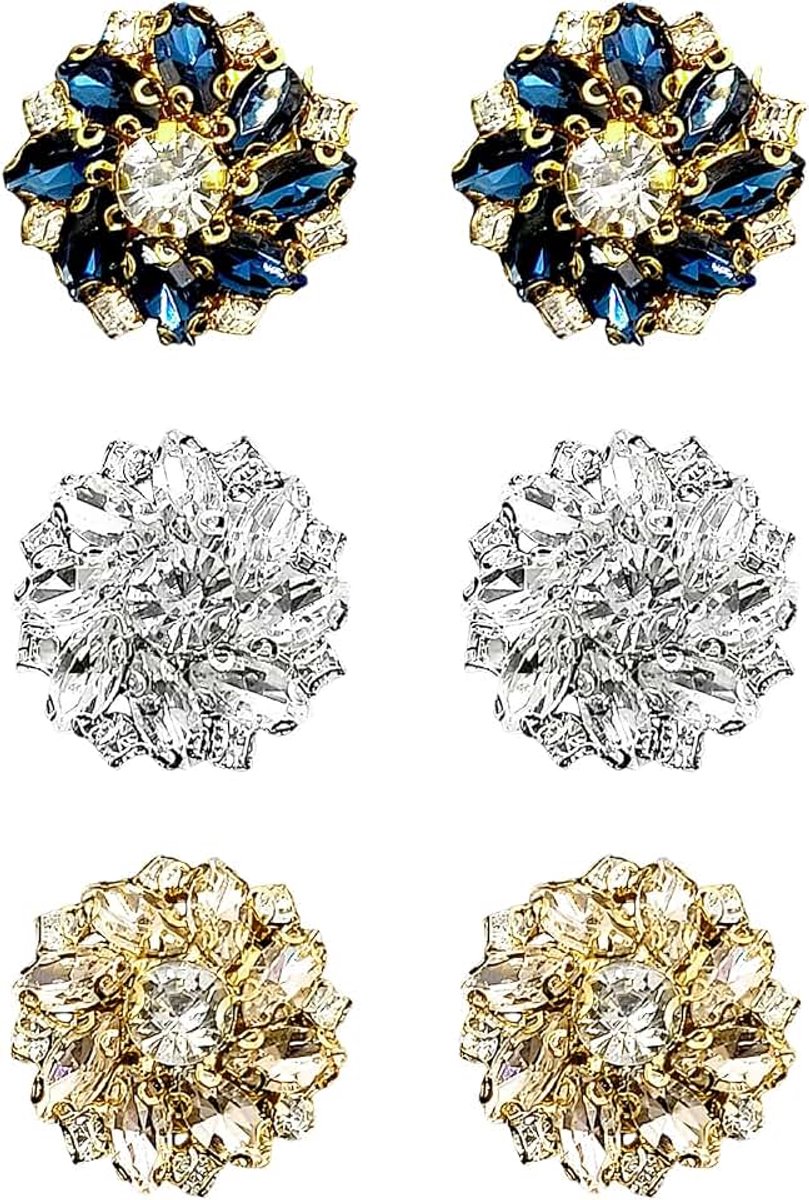 6 Knipperende Strass Decoratieve Knoppen, Afneembare Shirt Hals Knoppen, Geschikt Voor Shirts, Jassen En Kostuums.