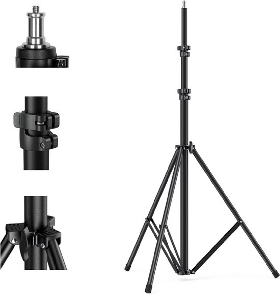 Lichtgewicht Aluminium Statief voor Fotografie tot 280 cm, Geschikt voor Softboxen, Studio Lampen en Reflectoren, Maximaal Belastbaar tot 8 kg