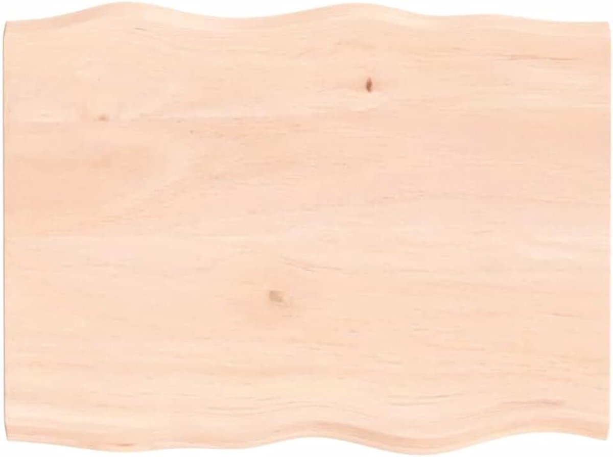 Tafelblad, vervangend tafelblad, bureaublad, houten blad, vervangend onderdeel voor eettafel, salontafel, tuintafel, 80 x 60 x 2 cm, massief hout, eiken, onbehandeld, boomrand