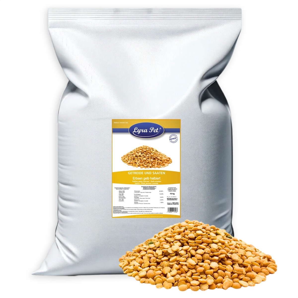 10 kg Lyra Pet® gele erwten, gehalveerd