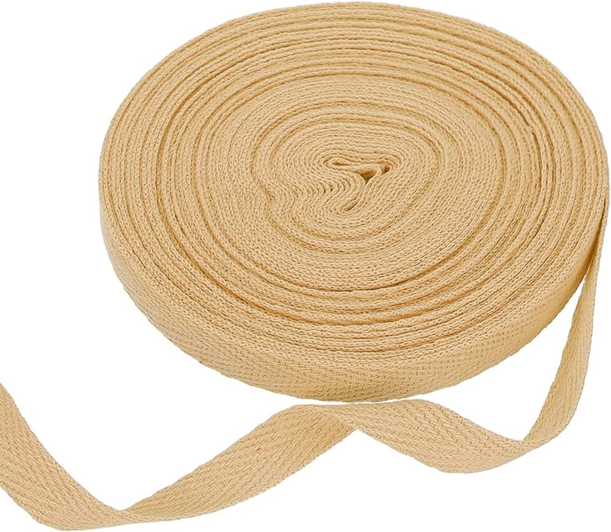 Katoenen chevron-lint, 10 mm x 10 m, geweven band van visgraat, voor doe-het-zelf naaien, geschenkverpakking, lichtbruin