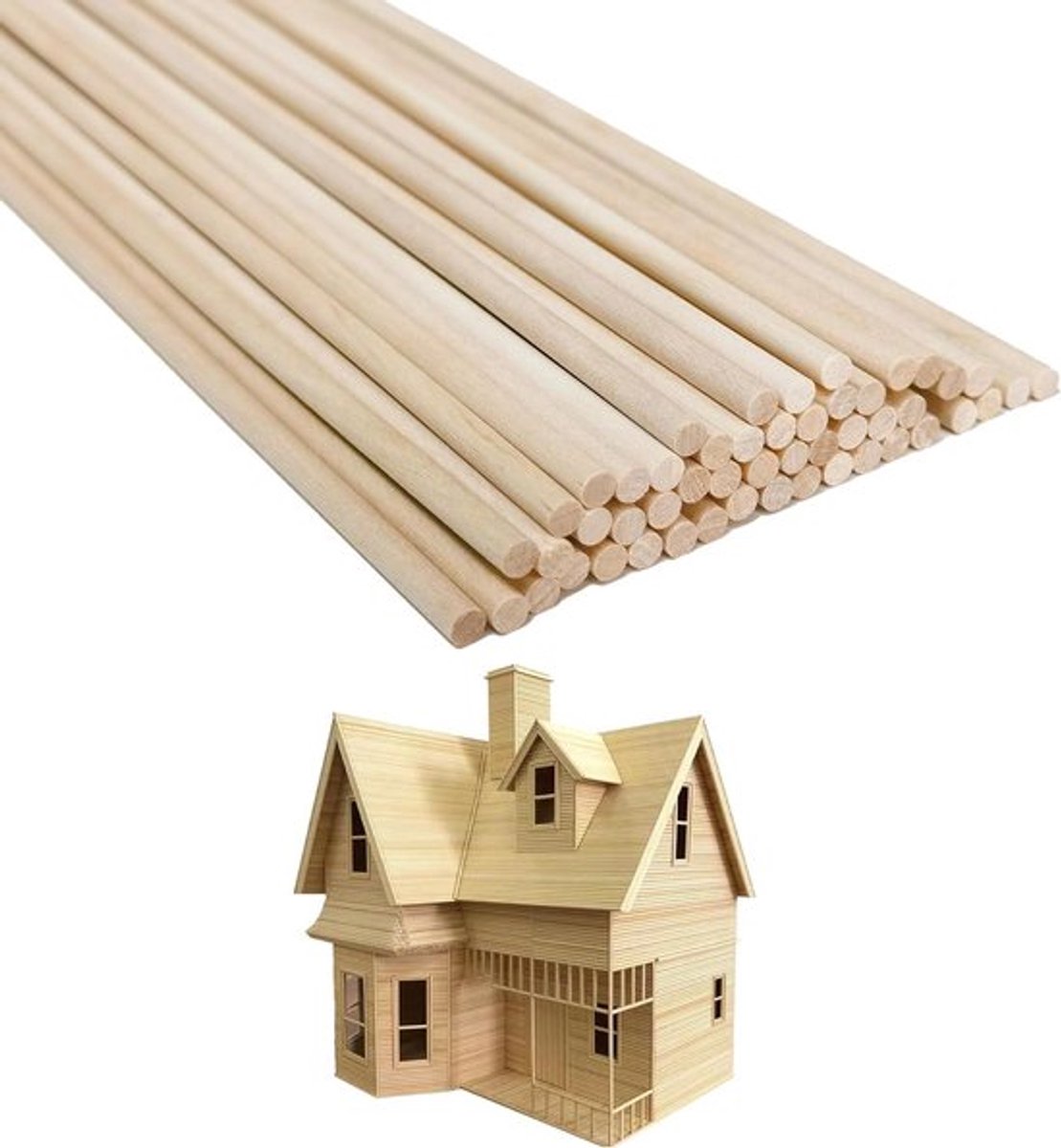Houten Stokjes rond - Natuurlijke Houten Stokjes voor Knutselen en Houtbewerking