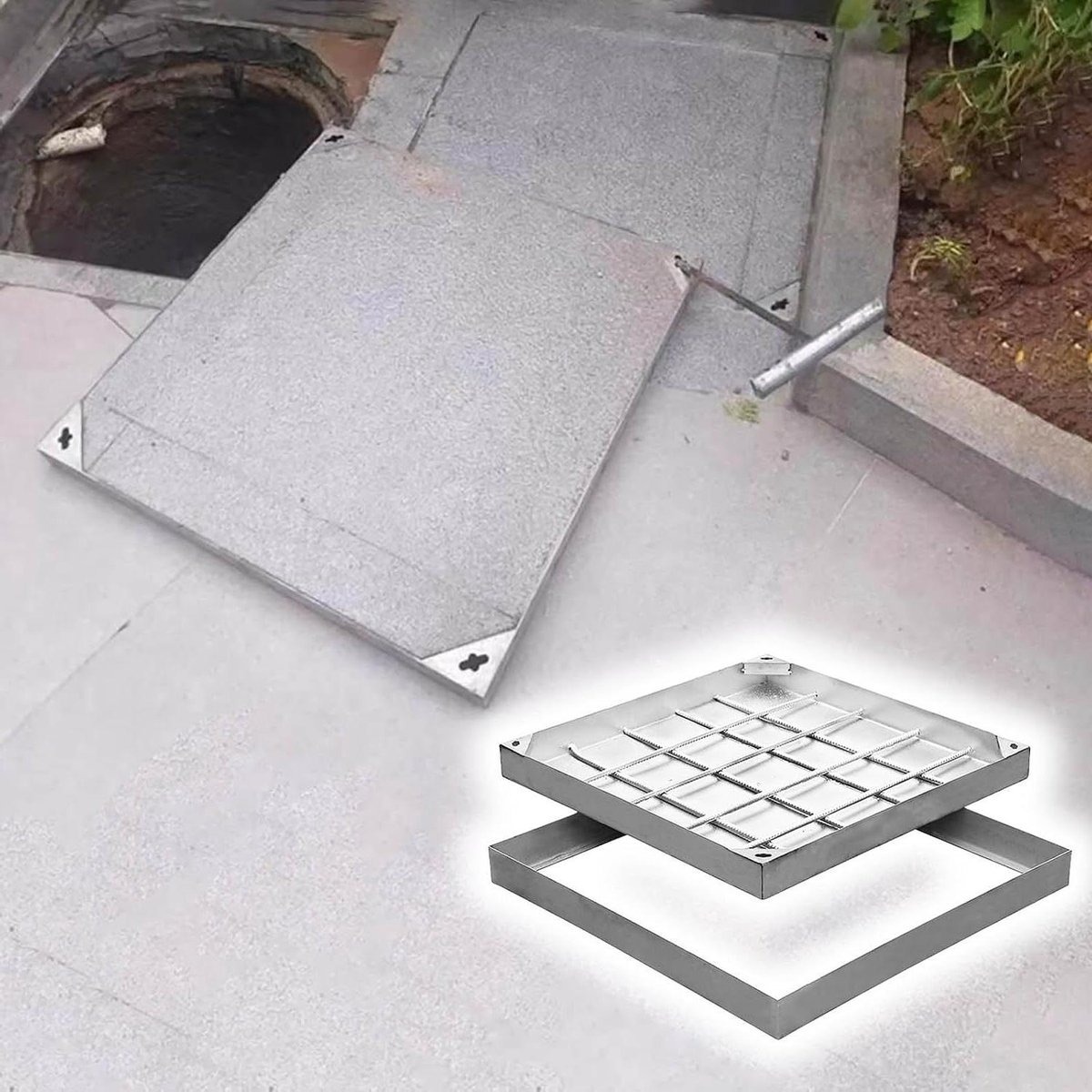 Roestvrijstalen Gootdeksel - Afvoerputdeksel Vierkant - Afwatering Buitenruimte - Versterkt Draagvermogen - 2.6 Ton - Zilver