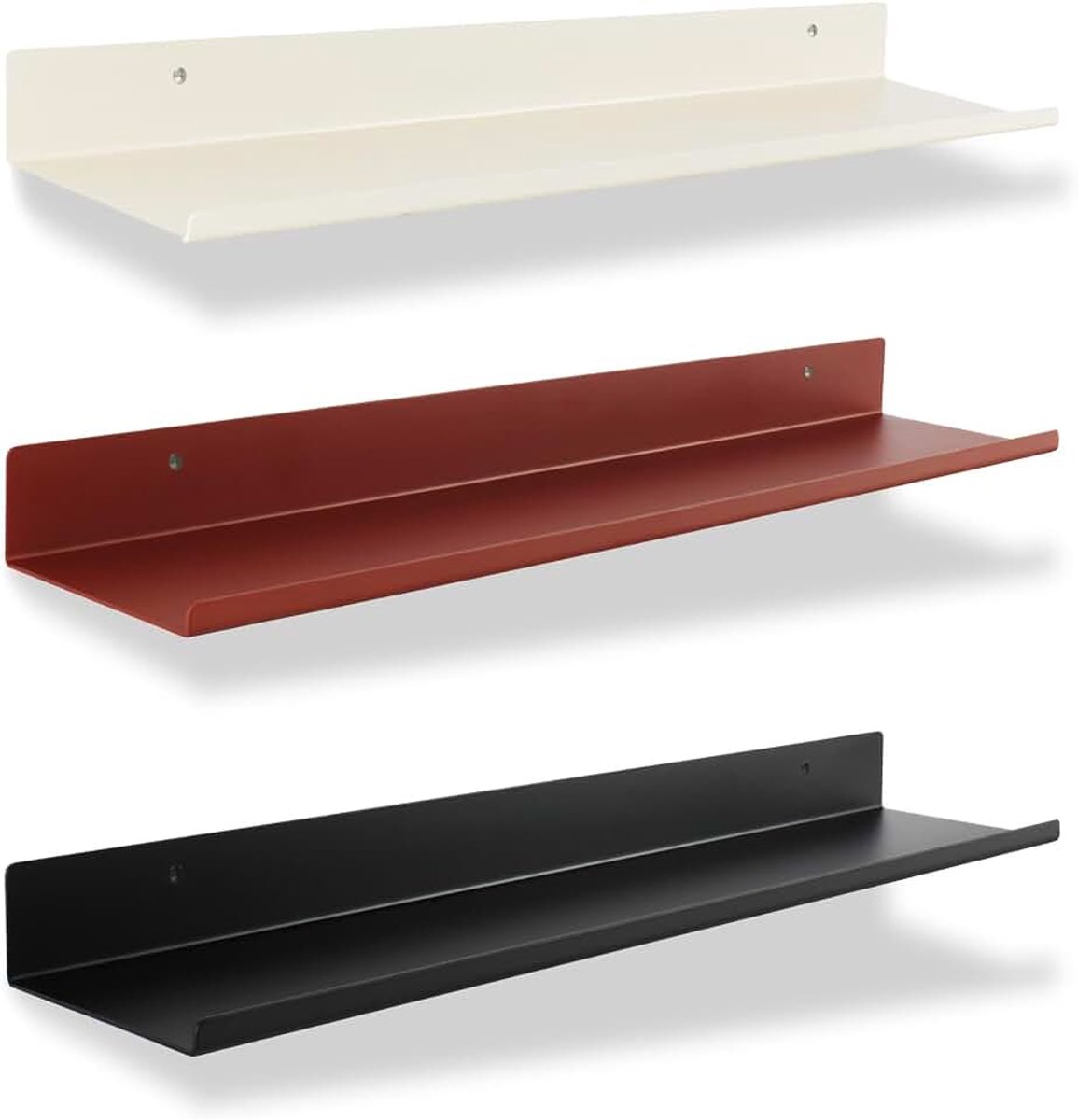 Goods Berlin 1 x wandrek, zwevend rek van roestvrij metaal, 60 x 12 cm, zwart, moderne plank voor de muur in badkamer, keuken of woonkamer, smalle plank