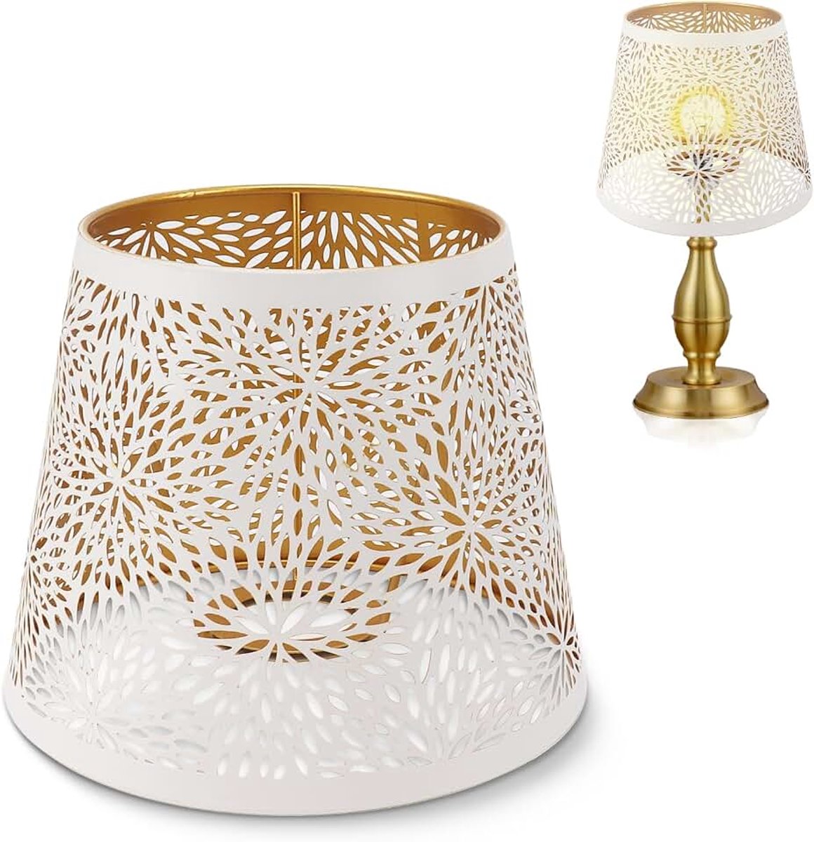 Lampenkap E27 E26 Ijzeren Taps toelopende Drum Shades 7.5in/19cm Tafellamp Shades met holle patronen, decoratieve tinten voor vloer plafond hanger wandlampen