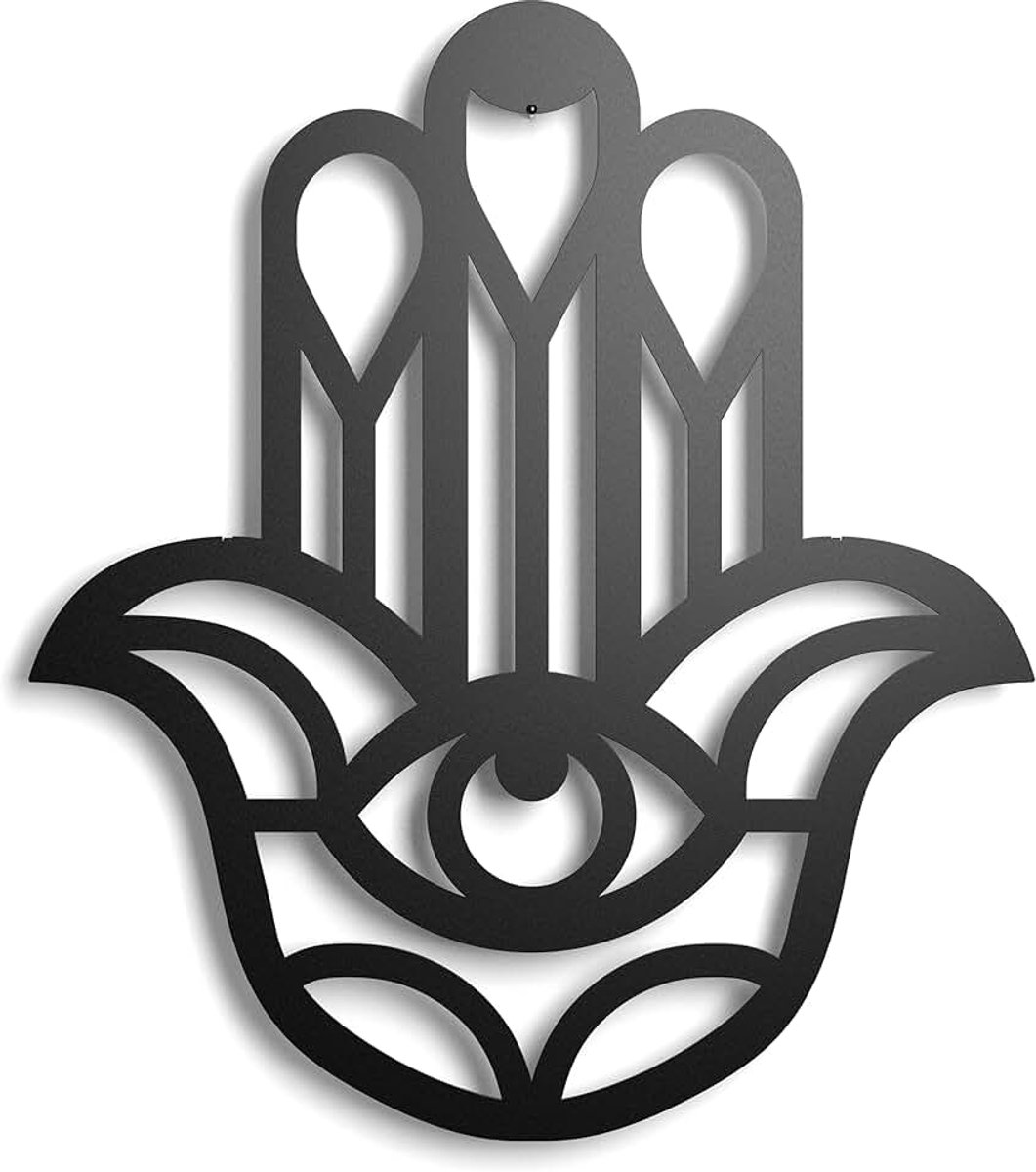 Keluly Metalen Decoratie Vlottende Muursculptuur met Schaduwen Staal Hand van Fatima 43 x 31 cm