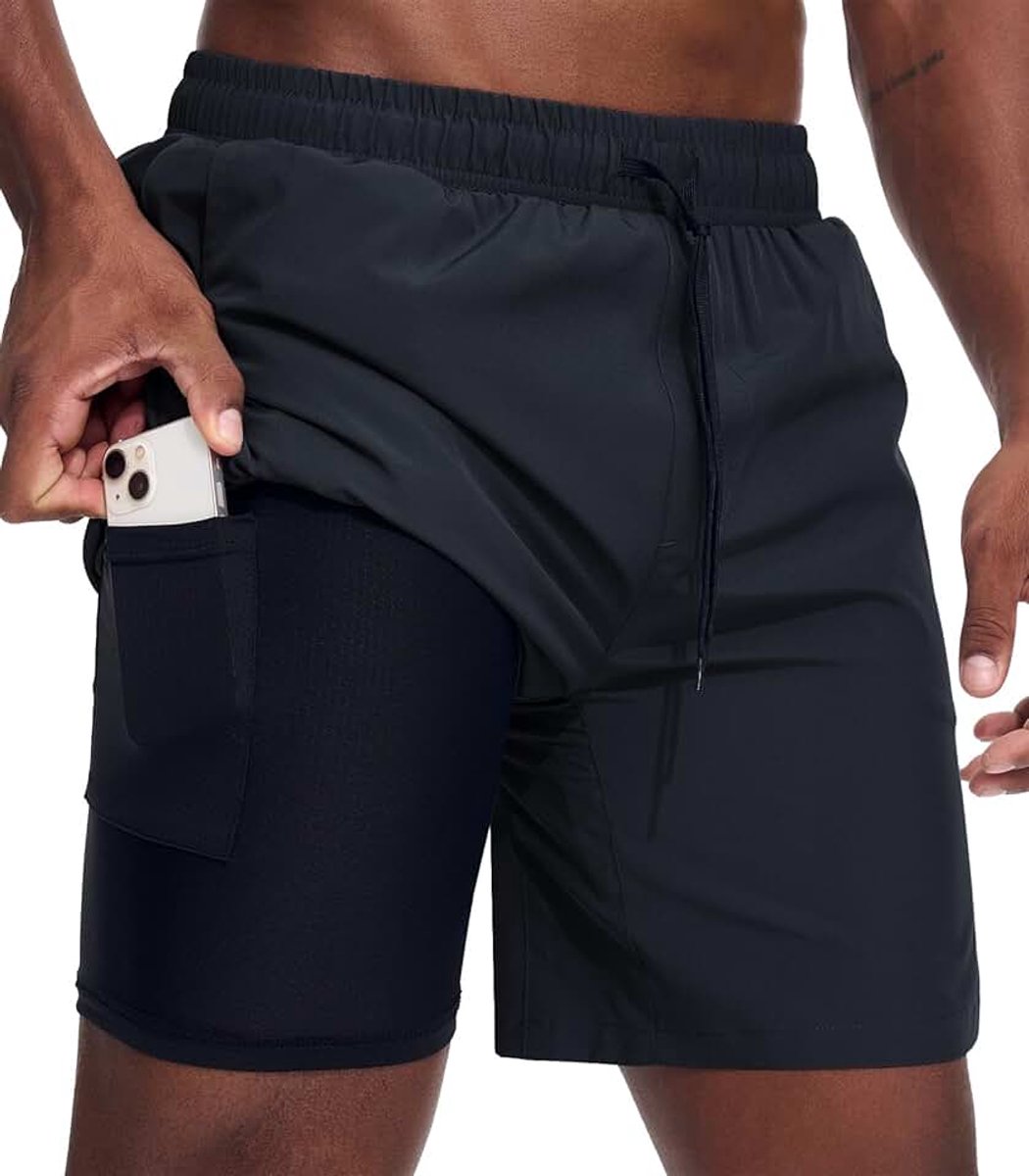Shorts, 2-in-1 hardloopshorts met ingebouwde zakken