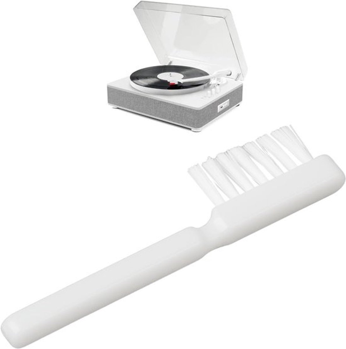 - Pluisverwijderingsborstel - Recordspeler accessoires - Wit - Reiniging - Geschikt voor vinylspelers - 4 stuks - Voor vuil en haren - 64,5 * 15mm