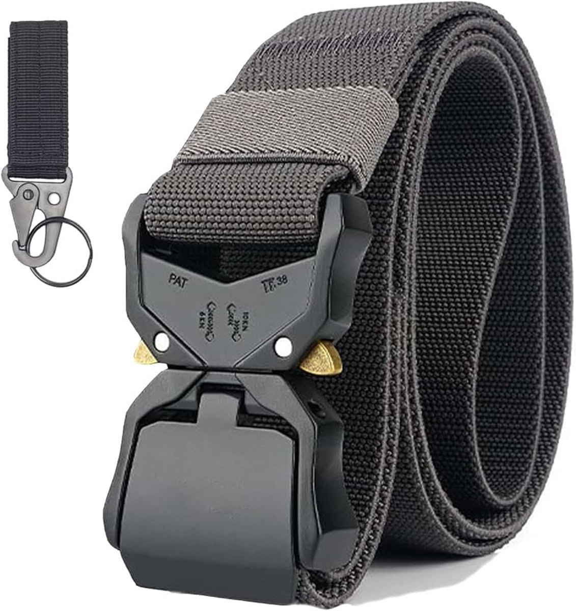 Riem voor heren, militaire stijl, heavy duty riem, nylon, voor jacht, training, leger, hardlopen,, zwart., Eén maat