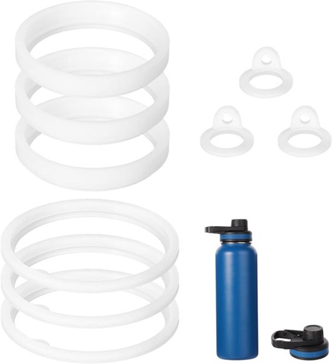 Onderdelen en Accessoires - Siliconen Waterflespakkingen - Vervangende Onderdelen - Thermoflask 40oz - Rietje Deksel - Uitloop - Tuitdeksel - Geschikt voor Waterflessen - Set van 9 (3 Sets) - Kleur of model - voor Thermoflask - Accessoires