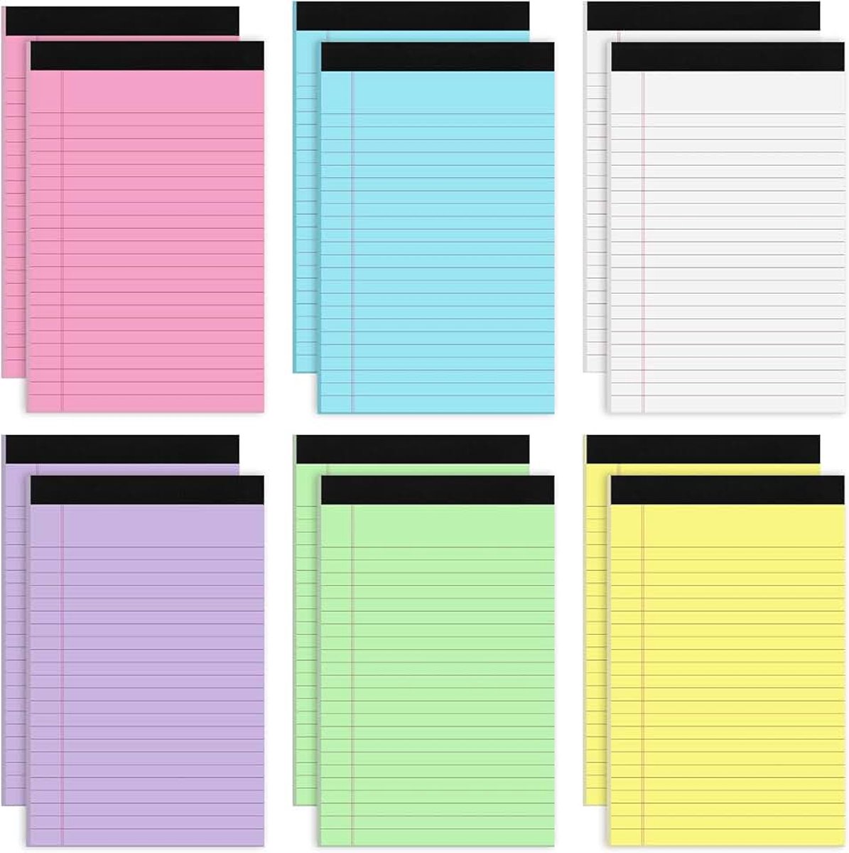 12 stuks legale pads 5x8, totaal 360 vellen gekleurde juridische pads 5x8 college gelijnde schrijfblokken kleine notitieblokken 30 vellen/pad tablets bekleed notitieblok voor school, kantoor