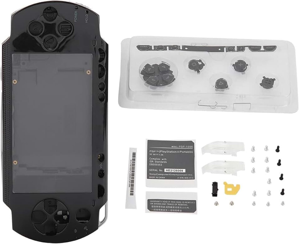 1000 Vervanging Shell Duurzame Volledige Behuizing Case Cover met Knoppen Kit voor 1000 Console Reparatie Accessoires Zwart Blauw Transparant Zilver (Zwart)