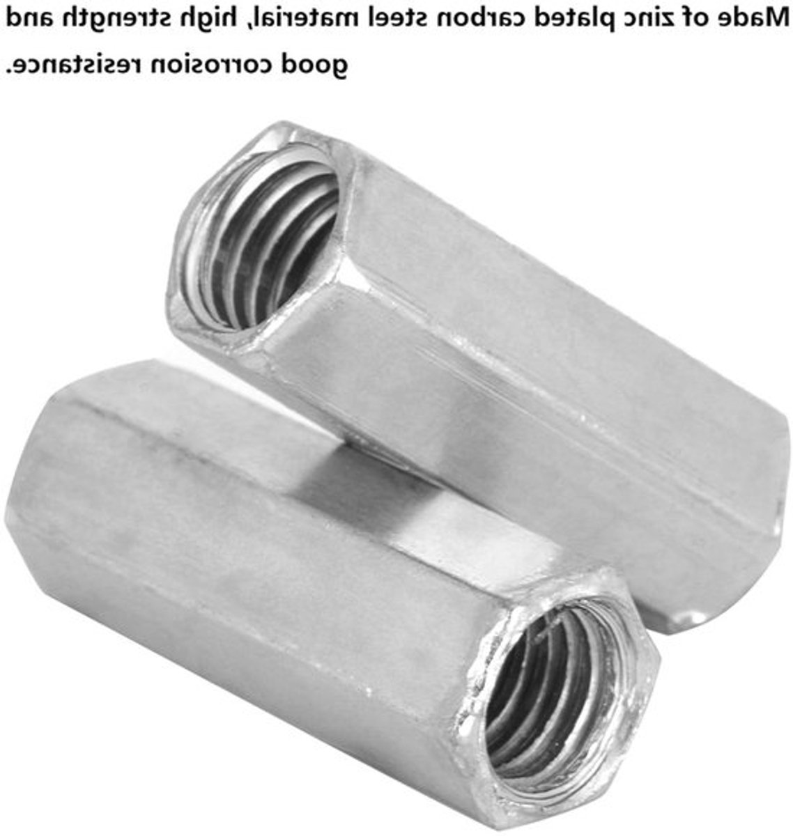 Set van 10 M8 Lange Moeren - Hexagonale Carbon Stalen Schroefmoeren, Spacer en Draadbevestigingen voor Diverse Toepassingen
