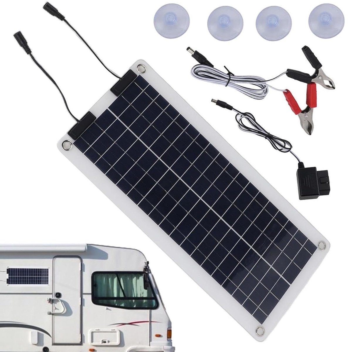 Zonne Acculader - Druppellader Onderhoud - Accu Onderhoud - Krachtige Trickle Charge - 100W - Zwart