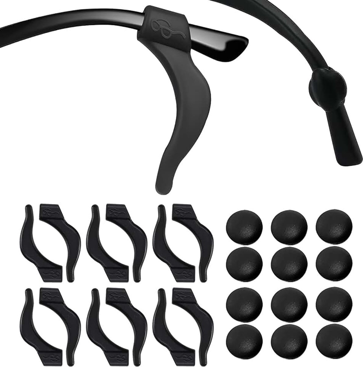 12 paar anti-slip brillen, universele oorbeugelhaken, brilpootjes, brilpootjes, rubberen antislipstop, brilhouder, sport voor brillen, zonnebrillen, leesbrillen