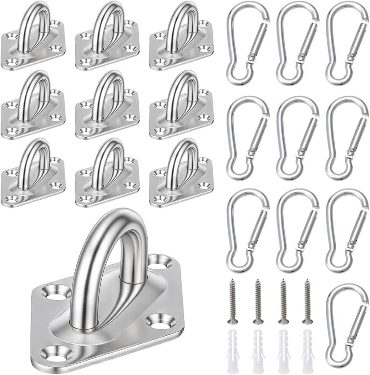 10 Pack Roestvrij Staal Pad Oogplaat Haken Heavy Duty Plafond Haak U-vormige Hardware met Schroef voor Hangmat Stand Swing Stoel Outdoor Indoor Opknoping Mount
