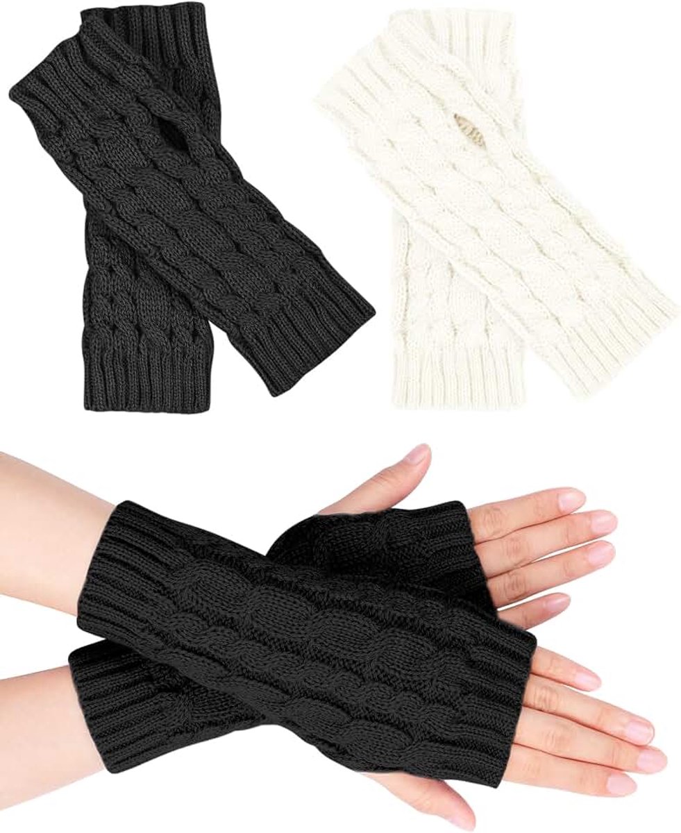 Handschoenen, dames polswarmers winter gebreide handschoenen warme korte halve handwarmers unisex