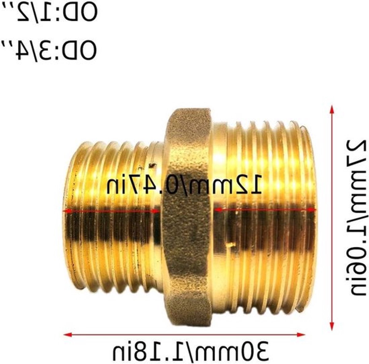 Messing BSP Verminderen Connector voor Waterleidingen, 2 Stuks, 1/2 naar 3/4 BSP Adapter