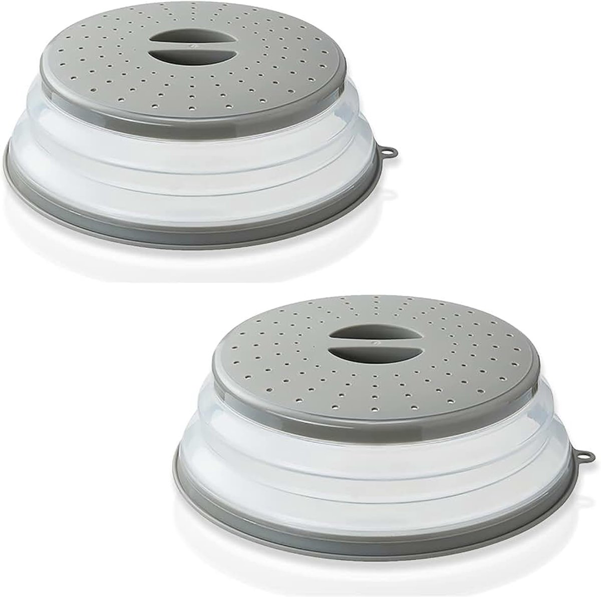 Magnetron Deksel Cover voor Voedsel, 2 stuks Opvouwbare Magnetron Voedsel Cover Magnetron Splatter Guard Cover met Stoomventilatie, voor Fruit Groenten Keuken Koken, 26,5 cm (Grijs)