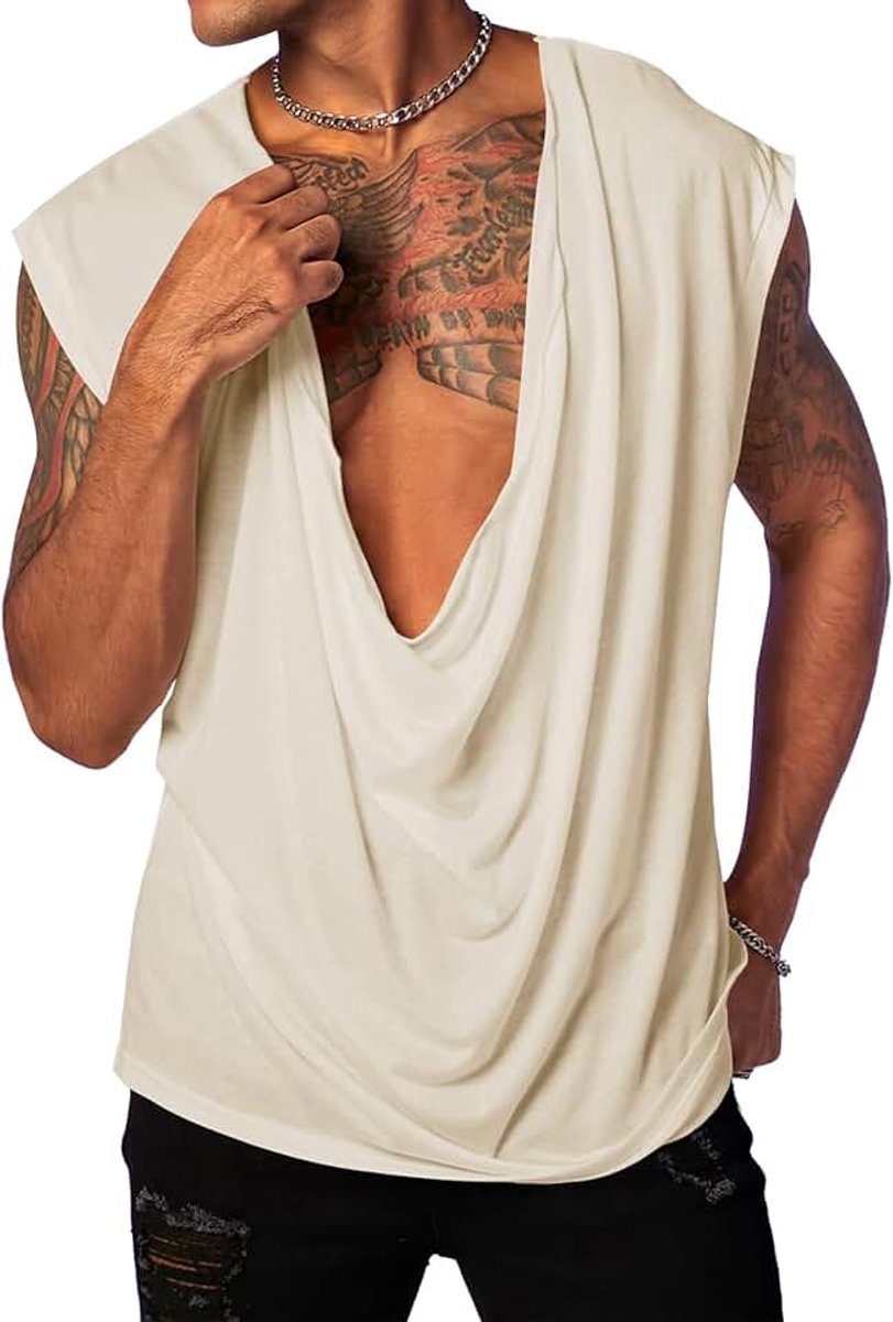 Tanktop Heren Mouwloos Diepe V-hals T-shirt Mannen Zomer Vrije Tijd Los Zandstrand Tops