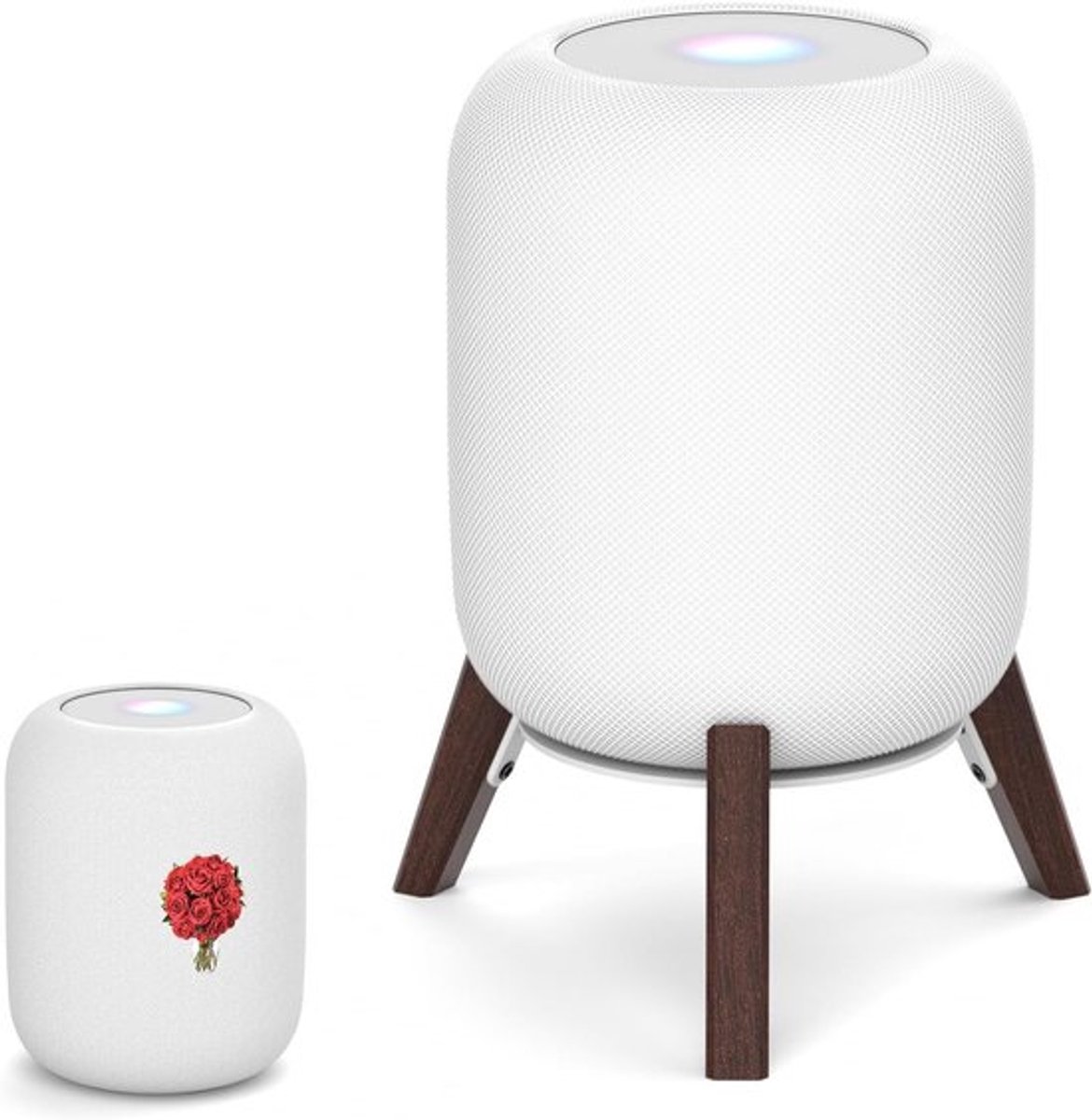 Houten Tripod Stand voor HomePod 2 met Stofkap, Antislip Ontwerp en Stevige Metaalconstructie voor Desk Speakers