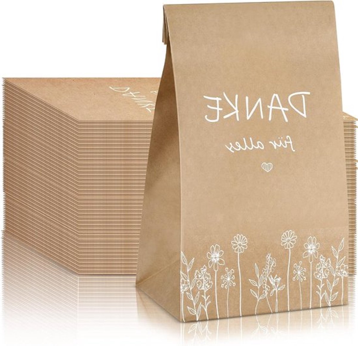 Set van 100 kraft papieren zakjes voor geschenken, bruiloften, doopfeesten en communies