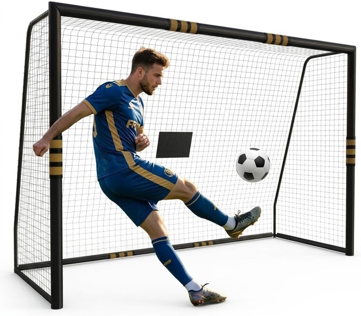 Danky Voetbaldoel voor buiten, 240x163x83 cm, voor kinderen van 8-12 jaar en volwassenen, voetbaldoel met net met ritssluiting, weerbestendige schuimvulling, eenvoudig te monteren voor in de tuin.