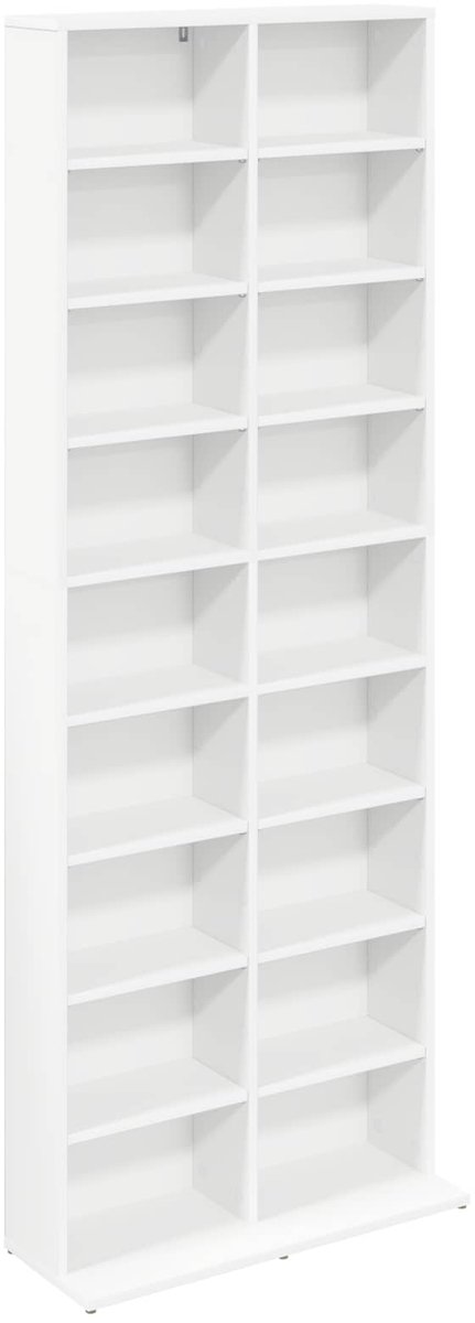 vidaXL - CD - Kast - Wit - 65 - x - 23,5 - x - 175 - cm - Bewerkt - hout