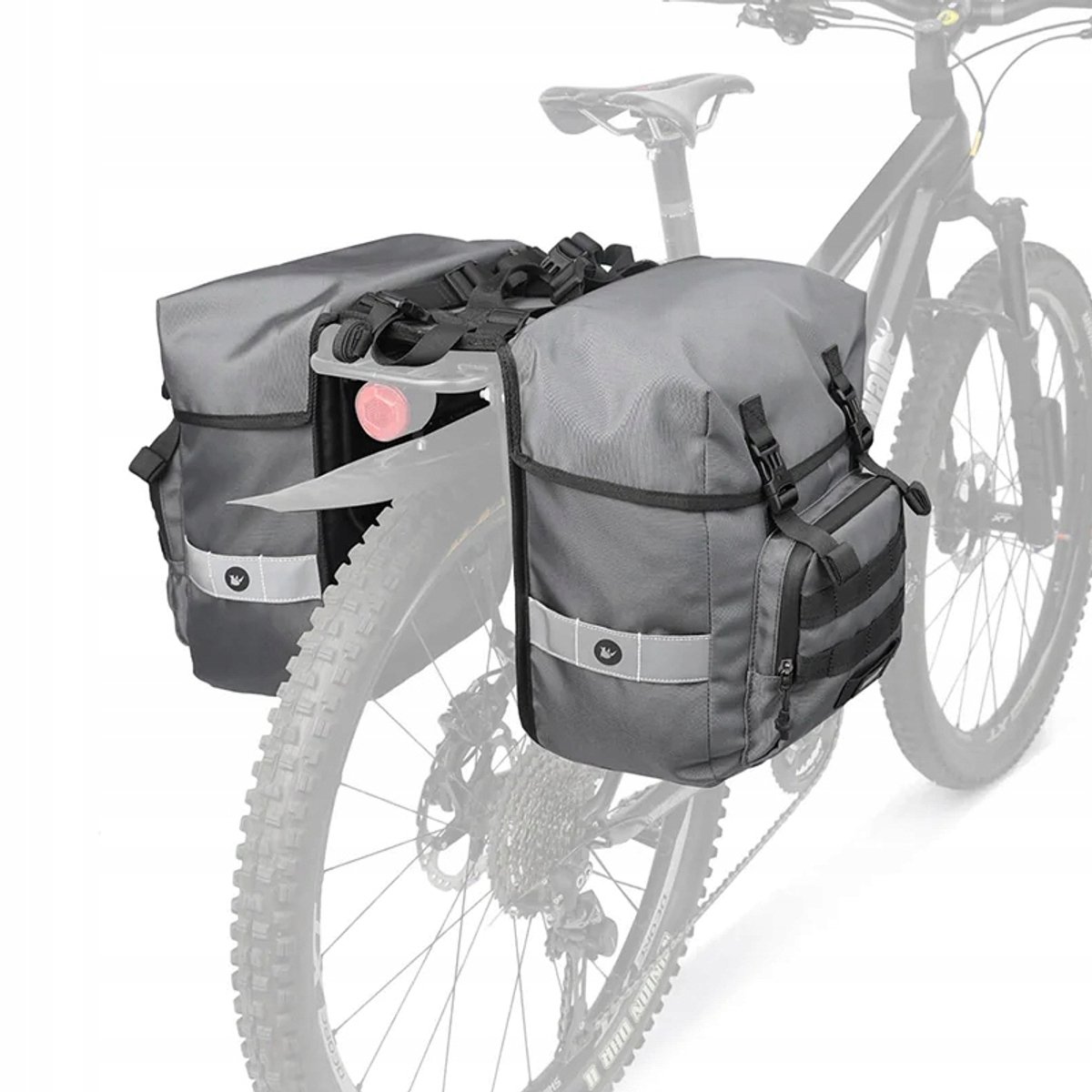 RHINOWALK Dubbele Fietstas Bagagedrager 40L Waterdicht Grijs