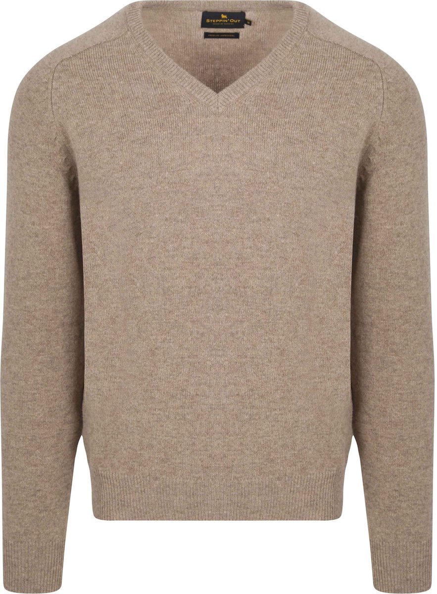 Steppin' Out Trui V-hals Lamswol Sand - Maat S - Heren