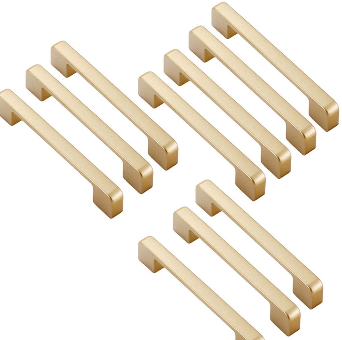 Deurgreep voor keuken, goudkleurig, 10 stuks, meubelgreep, lade, handgreep, afstand 192 mm, goudkleurige grepen, kastgreep