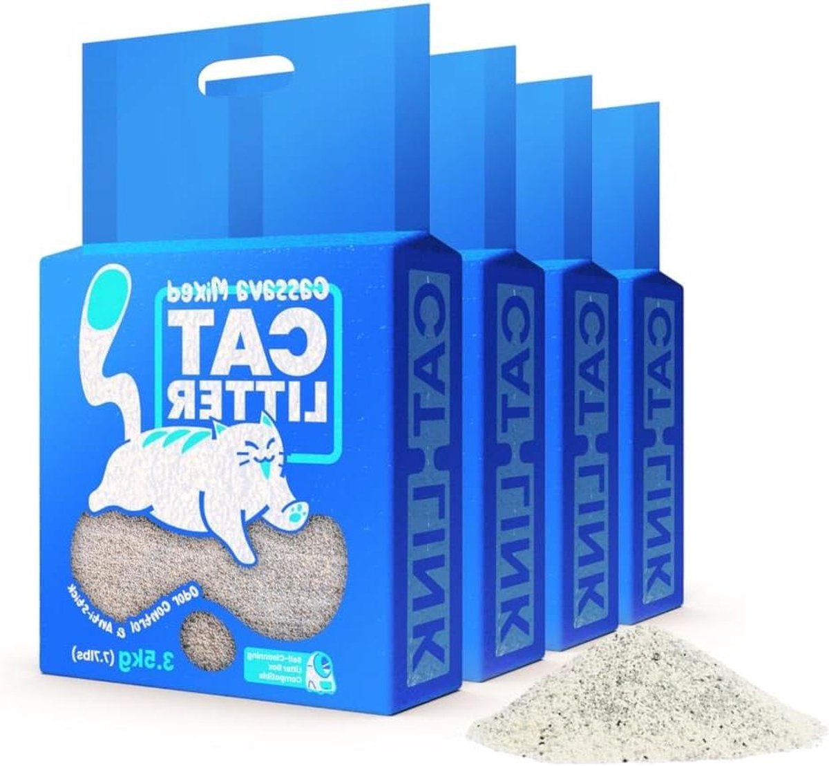 Kattenbakvulling Mix - Mineraal en Tapioca - Frisse Kattenbak - Sterke Geurcontrole - 4 Pakken - Grijs
