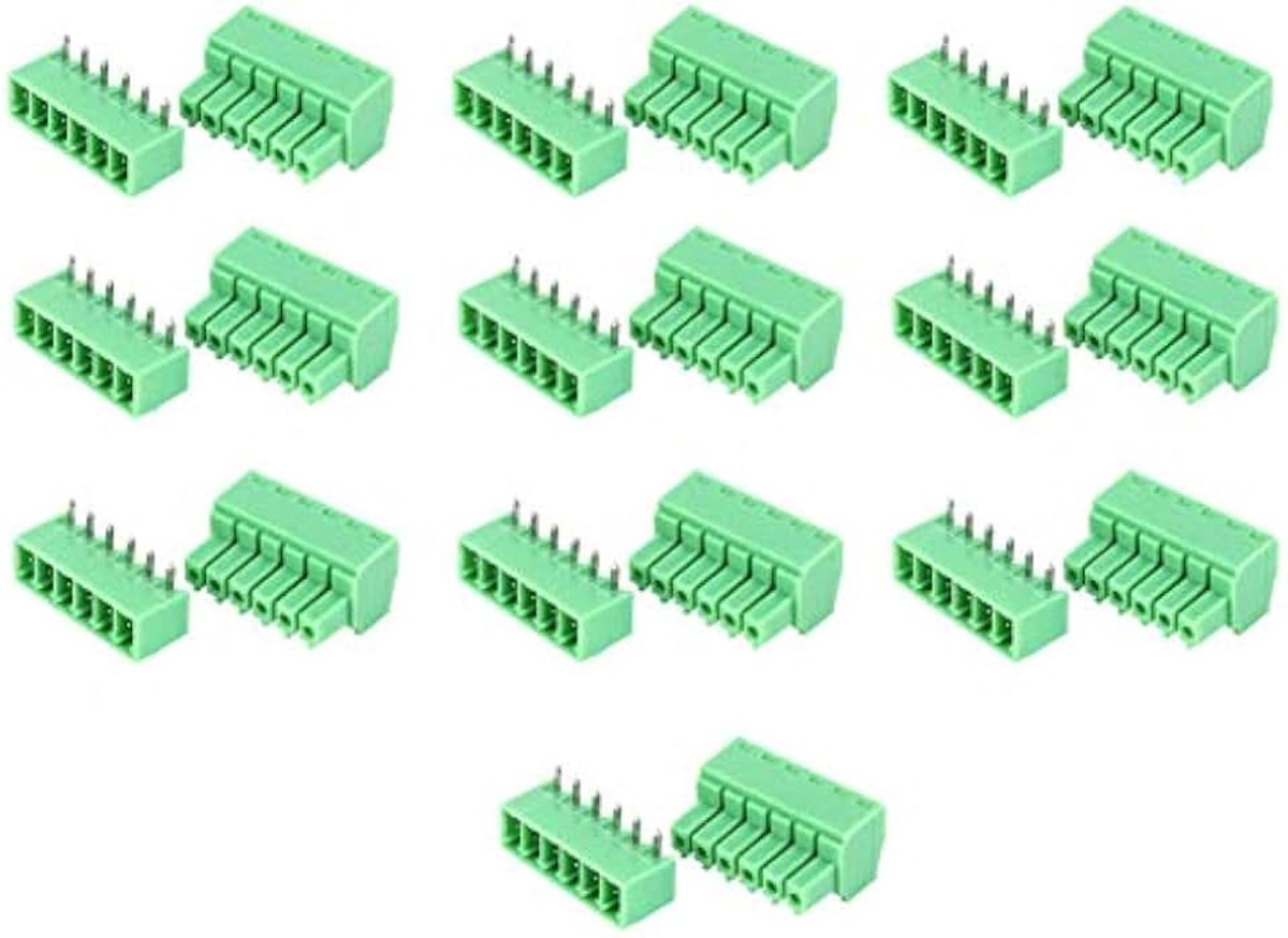 10 Paar Eindblokken 6-pins Schroefklemmenblok 15EDG 3,81 Mm Pitch Mannelijk Vrouwelijk Insteekbare Terminals Draadversterkerbevestiging Schroefklemmenblokkit