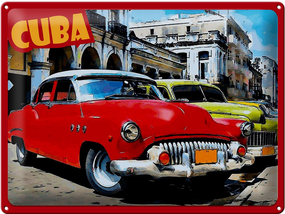 Blechschild Reise 30x40 cm Cuba Oldtimer Autos Deko Schild