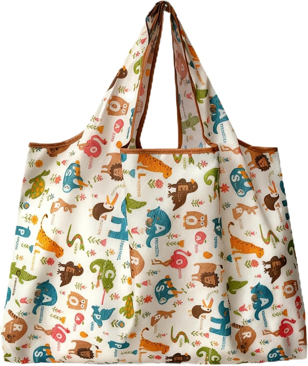 Grote opvouwbare boodschappentas, 50 x 66 cm, herbruikbare reistas, sneldrogend, strandtas, scheurvast, handtas voor winkelen, reizen, uitstapjes, zacht licht