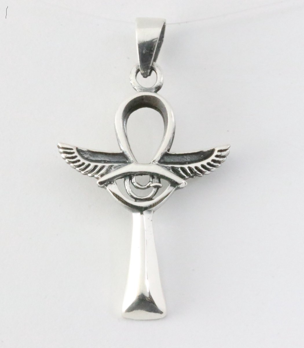 Bewerkte zilveren ankh hanger