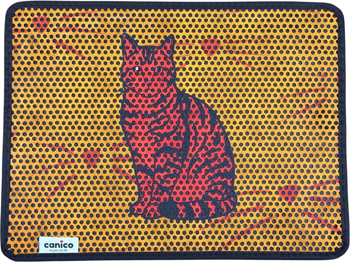 Canico Kattenbakmat - Uitloopmat - Zittende Oranje Kat - 60 x 45 cm