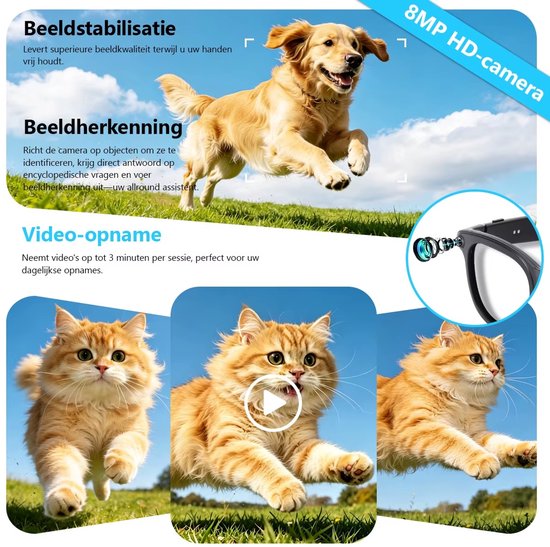 Cherrys Finds - Smart Bril met Camera - Ai Smart Glasses - Ai Slimme Zonnebril - Hd Spycam - Smartglasses met Bluetooth - AI Smart Glasses Met Camera - Zwart — afbeelding 3