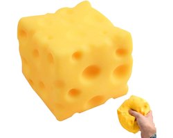 1 Stuks Kaas Stressbal Squishy – Anti-Stress Speelgoed van Zacht TPR – Realistische Kaas Vorm Knijpbal voor Ontspanning, Werk en School – Voor Volwassenen en Kinderen
