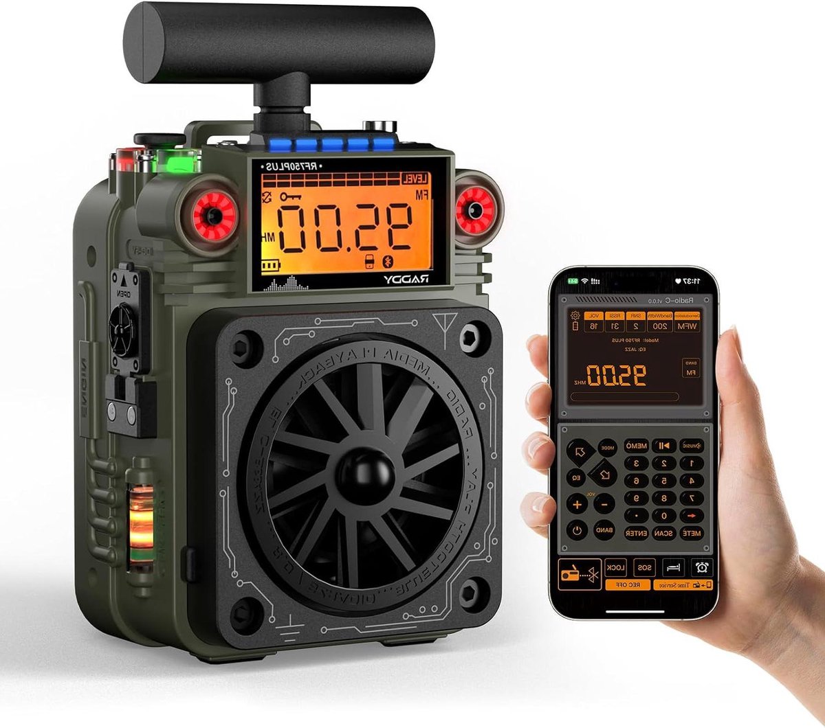 Draagbare Radio - Korte Golf Ontvanger - Noodsituaties Outdoor - App Bediening SOS - Compact Formaat - Groen